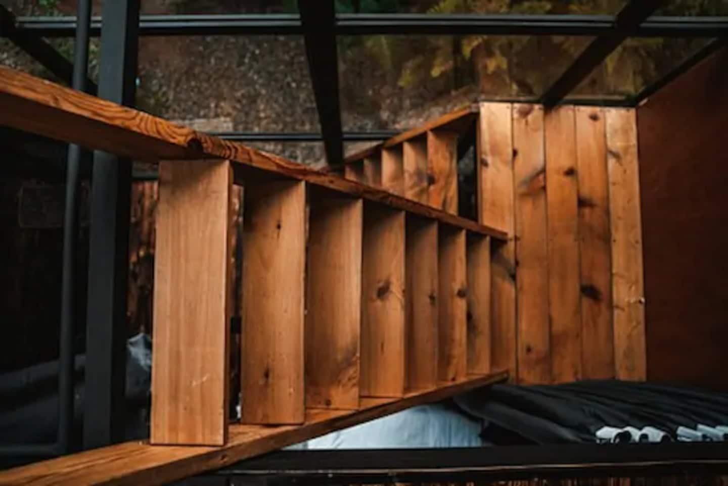 Pine Cone Treehouse steps to bedroom